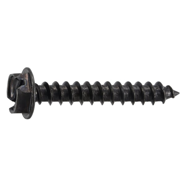Midwest Fastener Sheet Metal Screw, #10 x 1-1/4 in, Black Oxide Steel Flange Hex Head Slotted Drive, 10 PK 39575 - main